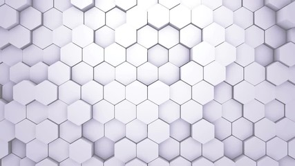 Wall Mural - abstract hexagon geometric intro. animated surface loop footage. light bright and clean hexagonal gr