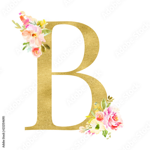 Gold And Floral Monogram Letters Decorative Abc Alphabet Buy