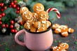 Christmas gingerbread cookie man in a mug decorated with icing