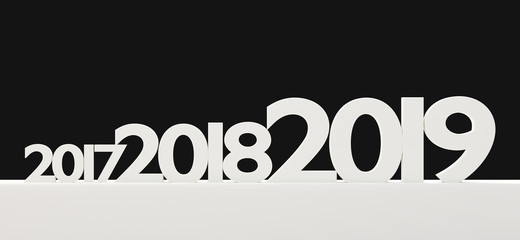 2019 new year bold letters symbol 3d-illustration