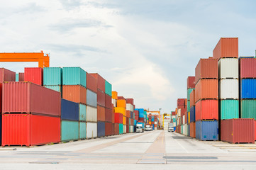 industrial port with containers