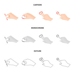 Vector illustration of touchscreen and hand symbol. Set of touchscreen and touch stock symbol for web.