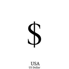 Wall Mural - Black  US Dollar currency symbol isolated on white background