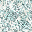 Colorful seamless floral pattern. Flowers wallpaper, nature provence style. Wallaper with peonies