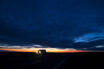 sunset on the highway