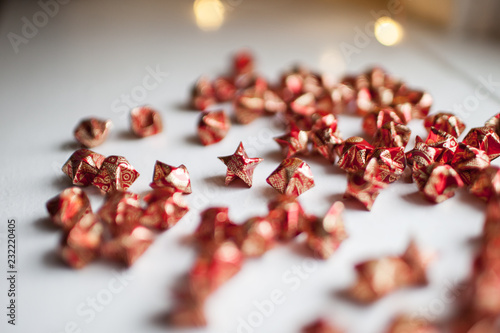 Origami Paper Stars Metallic Red And Gold Floral Paper