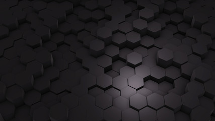 Wall Mural - abstract hexagon geometric texture. black surface illustration. dark bright and clean hexagonal grid