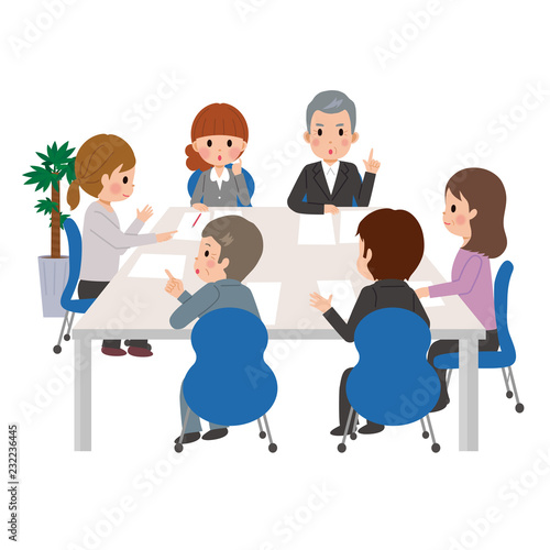 会議をする 男女 ビジネスマン ビジネスウーマン イラスト Buy This