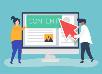 Wall Mural - people with digital content creation concept