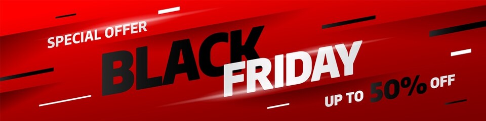 Wall Mural - Black Friday sale banner template design. Special offer. Vector illustration eps 10.