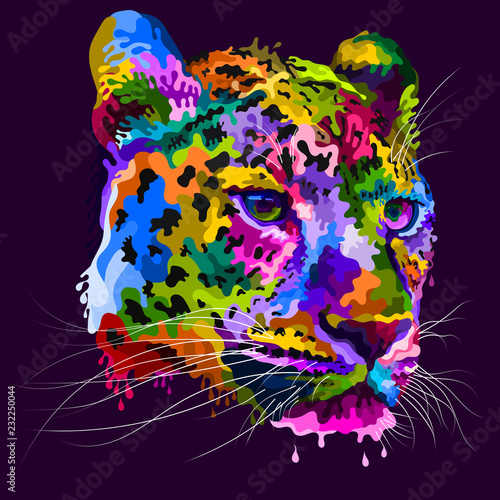 Fotomural colorful ceetah heads melt in pop art style