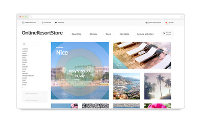Travel resort webstore web site template mockup isolated,