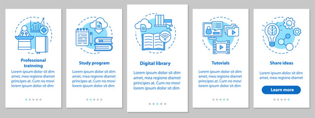 Wall Mural - interactive training onboarding mobile app page screen with line