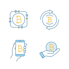 Poster - Bitcoin cryptocurrency color icons set