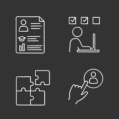 Business management chalk icons set