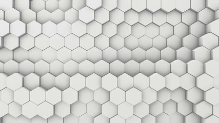 Wall Mural - abstract hexagon geometric intro. animated surface loop footage. light bright and clean hexagonal gr
