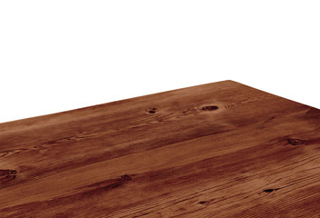 Wall Mural - Perspective view of wood or wooden table corner on white background including clipping path