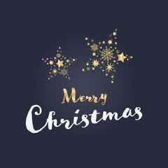 Wall Mural - Christmas time. Card with luxury gold decoration. Text : Merry Christmas