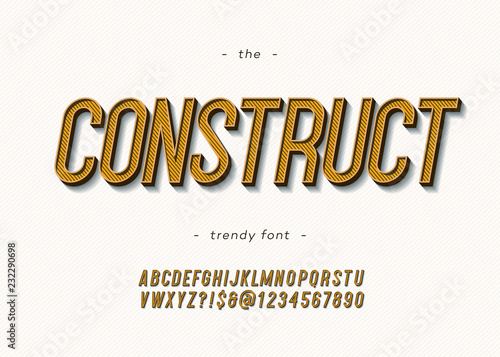 Vector Bold Construct Font Trendy Typography Color Style For