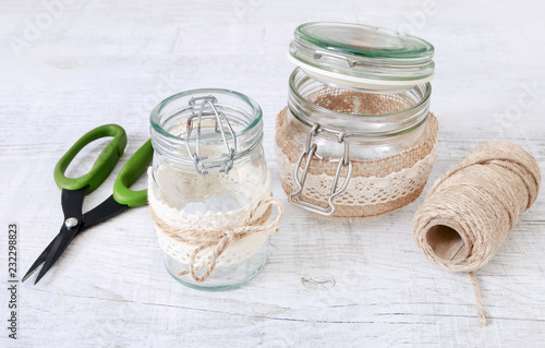 How To Make Glass Jar Decorated With Lace And String Buy This