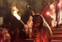 Krampus In The Fire. Christmas Devils.
