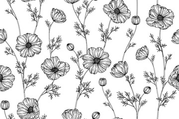 Wall Mural - cosmos pattern seamless background illustration.