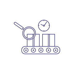 Parcel control line icon. Cardboard boxes on conveyor belt, parcel tracking, quality control. Distribution concept. Vector can be used for topics like delivery, shipping, manufacturing production