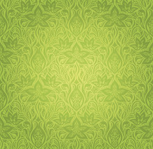 Green Floral Easter Decorative Ornate Pattern Vintage Wallpaper Vector Mandala Design Background