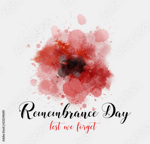 Fotomural Remembrance day background with watercolor painted poppy.