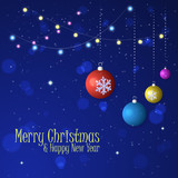 Fototapeta Panele - Christmas vector background. Holiday garlands, balls, decorations, snowflakes, lights.