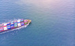 © jamesboy - Logistics and transportation of Container Cargo ship and Cargo import/export and business logistics,Aerial view from drone
