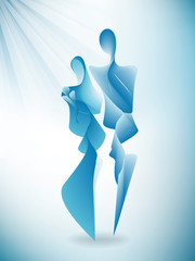 Wall Mural - Modern abstract holy family with luminous rays on a blue background