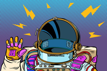 Wall Mural - spacesuit astronaut, hello gesture