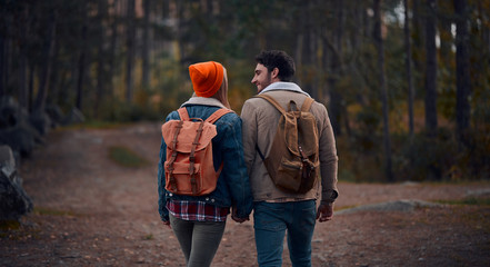 Wall Mural - Couple of tourists on nature