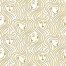 Abstract Pattern Of Heads With Hair