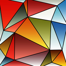 Abstract Vitrage With Triangular Multi Colors Grid