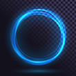 Ring of blue flame, fiery, round frame of fire, glowing neon circle