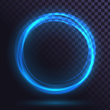 Ring Of Blue Flame, Fiery, Round Frame Of Fire, Glowing Neon Circle