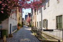Small Alley With Cobblestone, Lechviertel, Augsburg, Swabia, Bavaria, Germany, Europe
