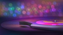 Music Party, Night Club. Vinyl Record Player At The Party. Pop Music And Disco, Dj