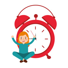 Sticker - girl cartoon wake up clock alarm