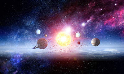 space planets and nebula