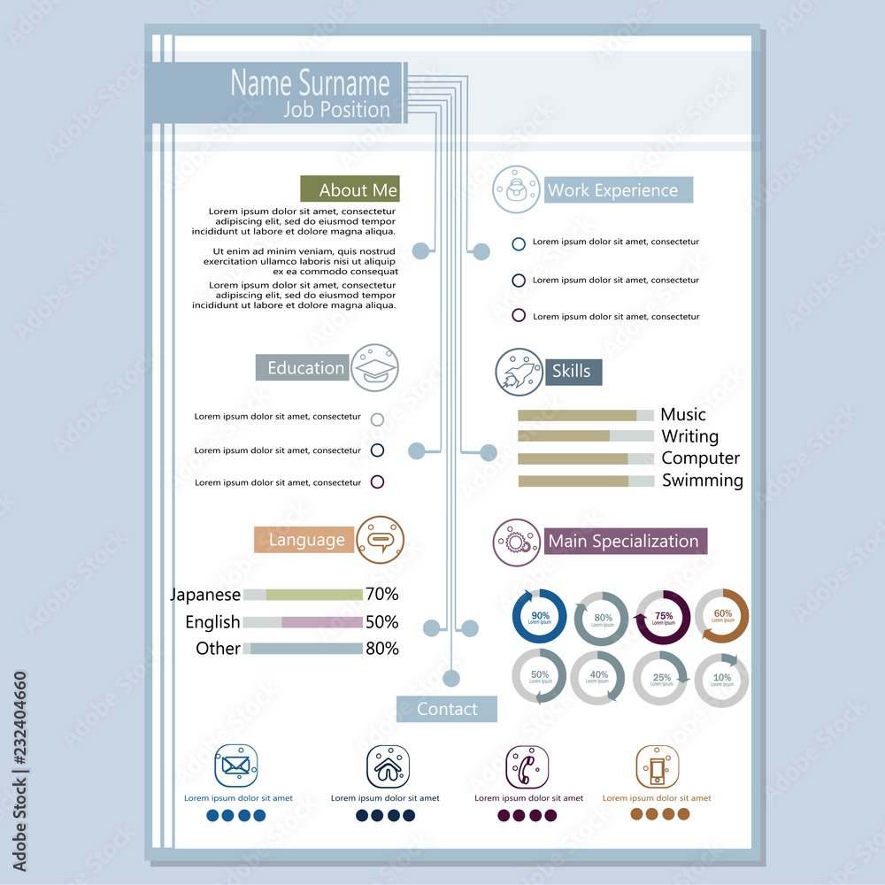 cv resume template vector Stock Vector | Adobe Stock