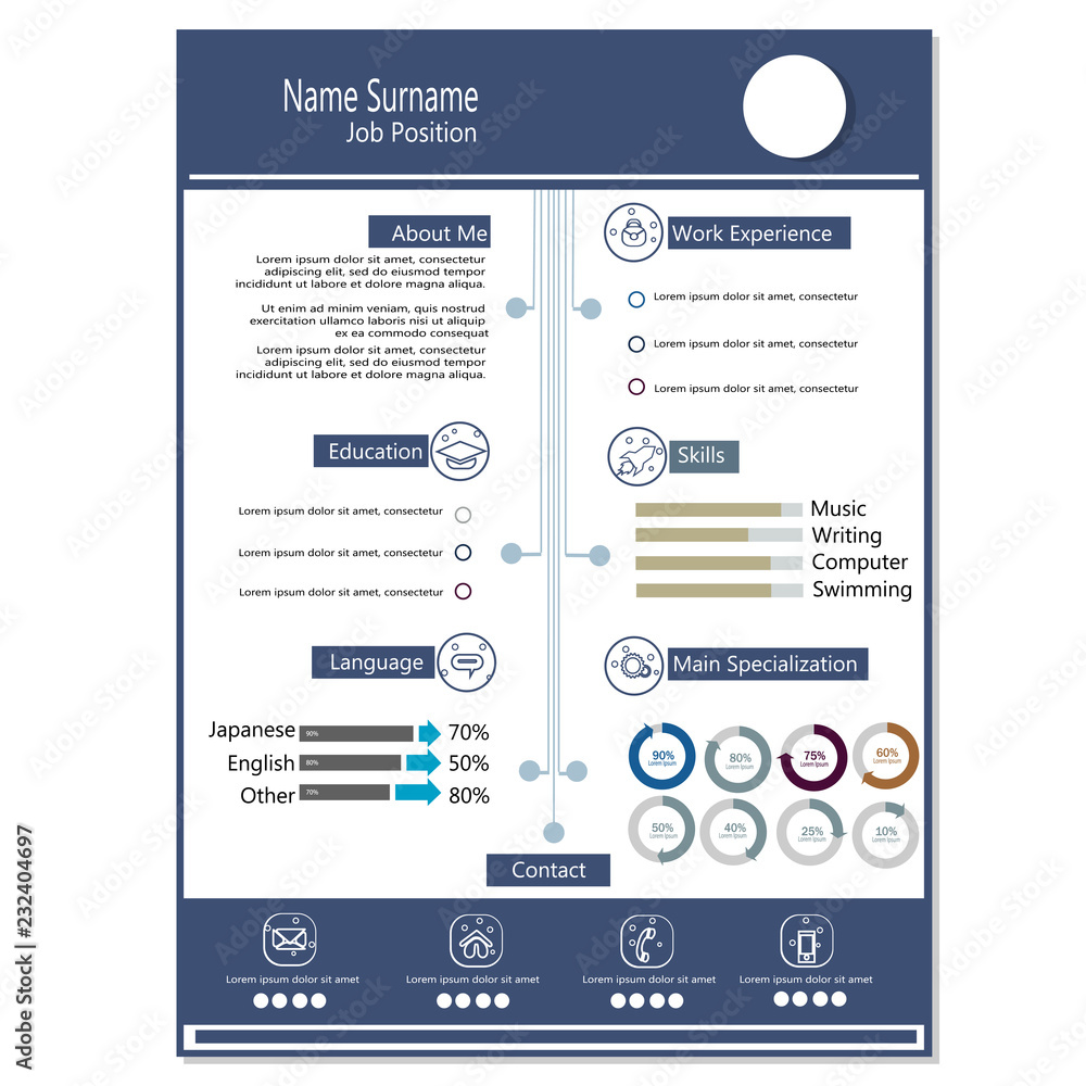 cv resume template vector Stock Vector | Adobe Stock