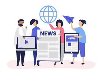 Poster - people showcasing different types of ways to access news