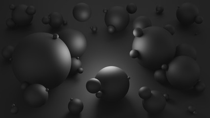 Abstract dark balls gathering background 3d rendering