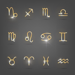 Wall Mural - set of golden zodiac signs