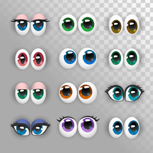 A set of funny eyes on a transparent background