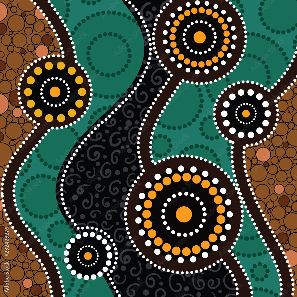 Aboriginal dot art vector background. Stock Vector | Adobe Stock