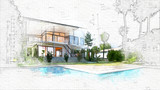 Fototapeta  - architectural sketch of a house